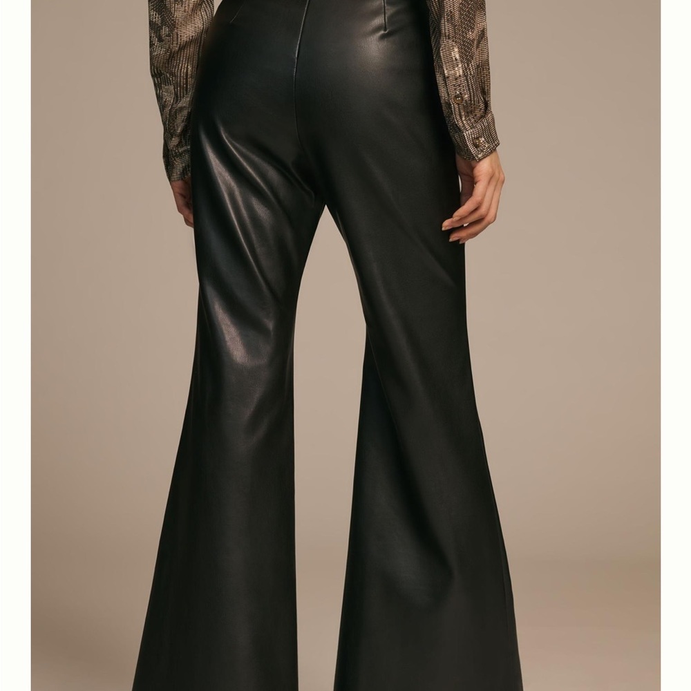 Anthropologie Hutch Faux Leather Pants New Black Flare Size 8 Medium Anthro NWT - Picture 10 of 10